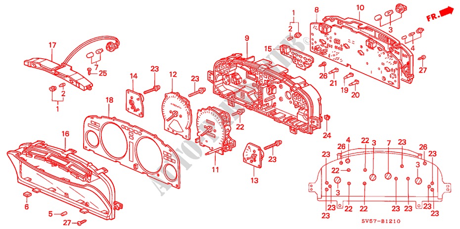 COMBINATIEMETER (KOMPONENTEN) voor Honda ACCORD AERODECK 2.0ILS 5 deuren 4-traps automatische versnellingsbak 1994