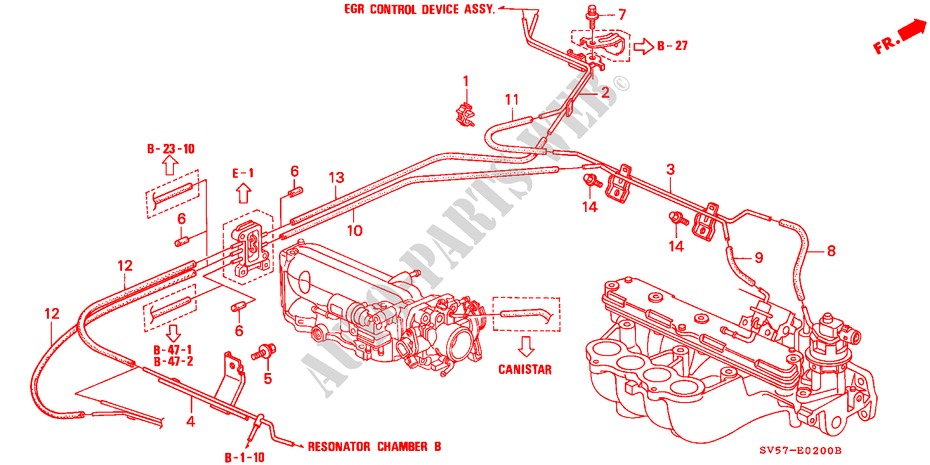 INSTALLATIEPIJP/SLANGEN voor Honda ACCORD AERODECK 2.0ILS 5 deuren 4-traps automatische versnellingsbak 1994