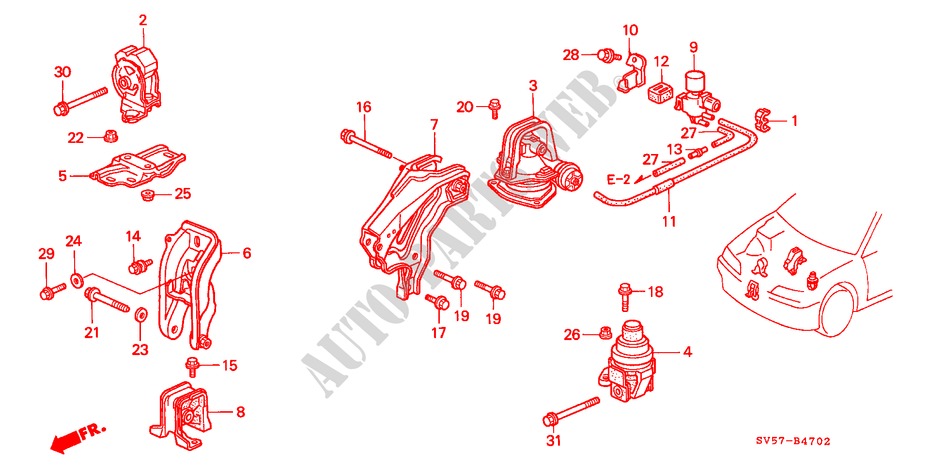 MOTOR BEVESTIGINGEN(AT) ('96 ) voor Honda ACCORD AERODECK 2.2IES 5 deuren 4-traps automatische versnellingsbak 1997