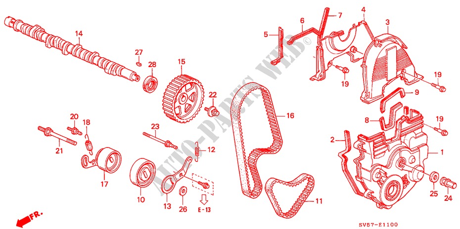 NOKKENAS/ONTSTEKINGSRIEM voor Honda ACCORD AERODECK 2.0IES 5 deuren 5-versnellings handgeschakelde versnellingsbak 1995