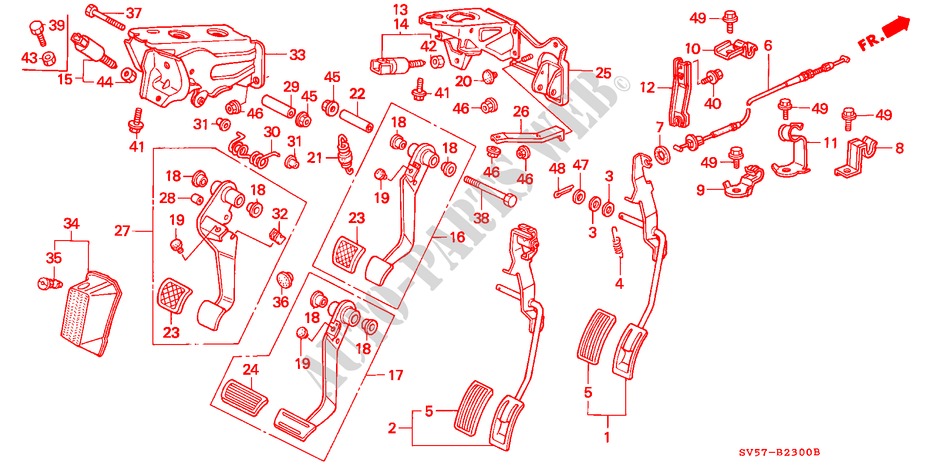 PEDAAL voor Honda ACCORD AERODECK 2.2IES 5 deuren 4-traps automatische versnellingsbak 1995