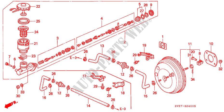 REM HOOFDCILINDER/ HOOFDSPANNING voor Honda ACCORD AERODECK 2.0ILS 5 deuren 4-traps automatische versnellingsbak 1994