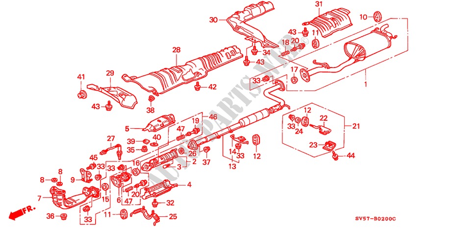 UITLAATPIJP(E,G,S) voor Honda ACCORD AERODECK 2.0ILS 5 deuren 4-traps automatische versnellingsbak 1994