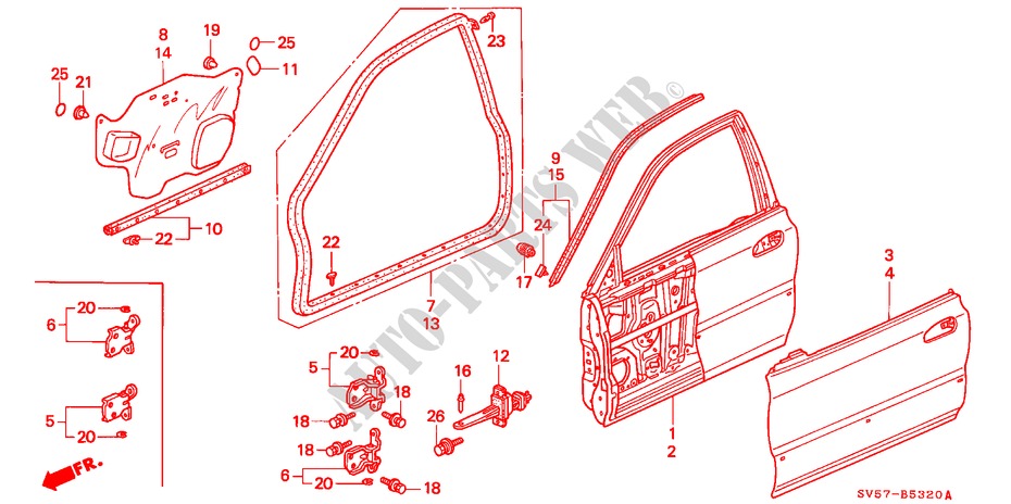 VOOR PORTIER PANELEN voor Honda ACCORD AERODECK 2.2IES 5 deuren 4-traps automatische versnellingsbak 1994