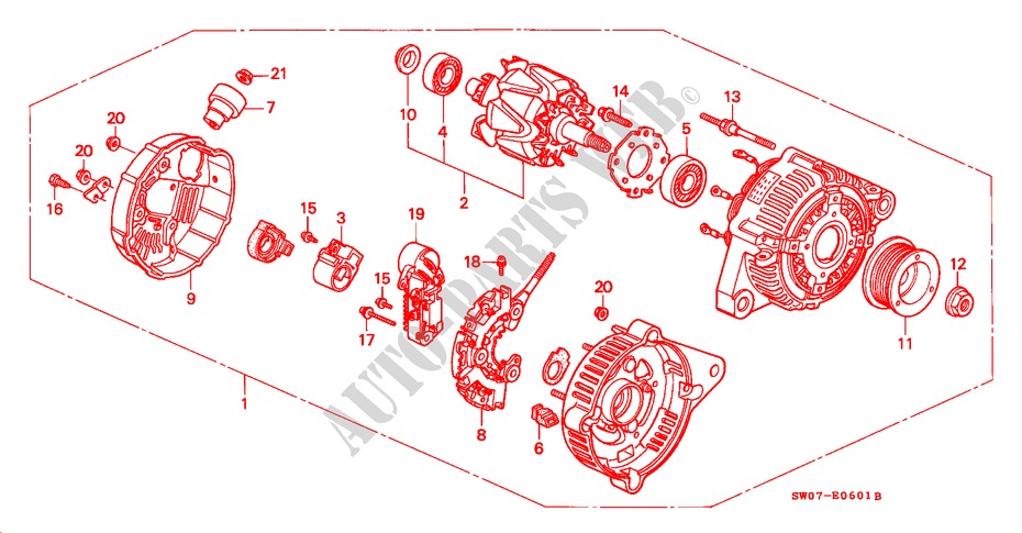 GENERATOR(DENSO) voor Honda NSX NSX-T 2 deuren 5-versnellings handgeschakelde versnellingsbak 1995