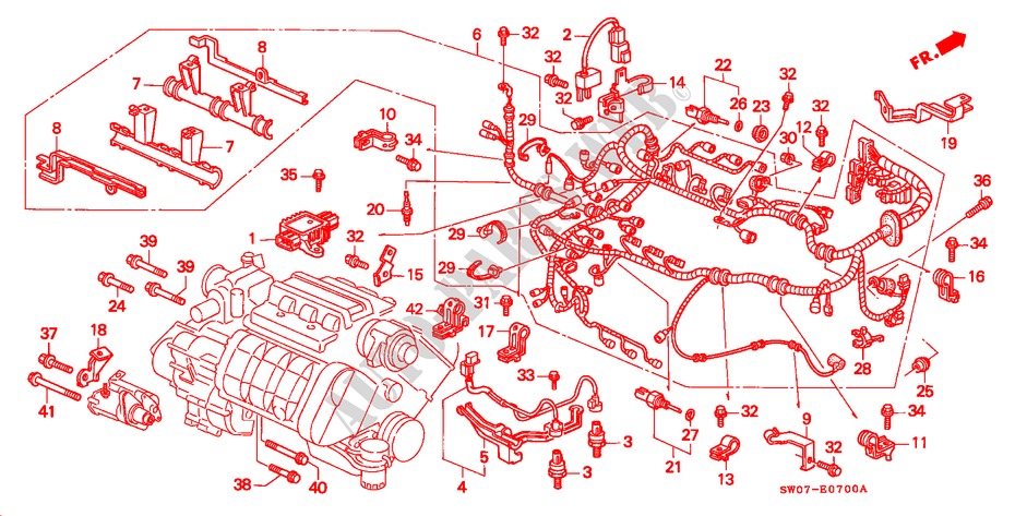 MOTOR BEDRADINGSBUNDEL/KLEM voor Honda NSX NSX-T 2 deuren 5-versnellings handgeschakelde versnellingsbak 1995