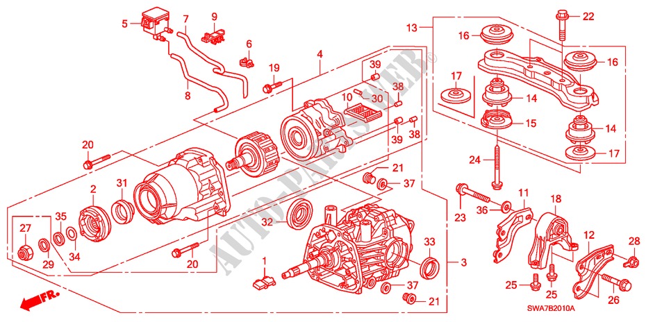 ACHTER DIFFERENTIEEL/OPHANGING voor Honda CR-V EX 5 deuren 5-traps automatische versnellingsbak 2007