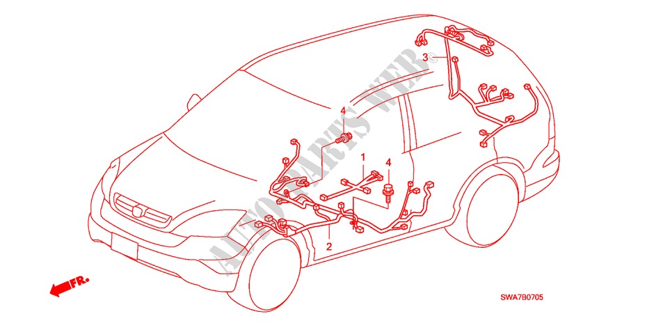 BEDRADINGSBUNDEL(RH)(3) voor Honda CR-V EX 5 deuren 5-traps automatische versnellingsbak 2007