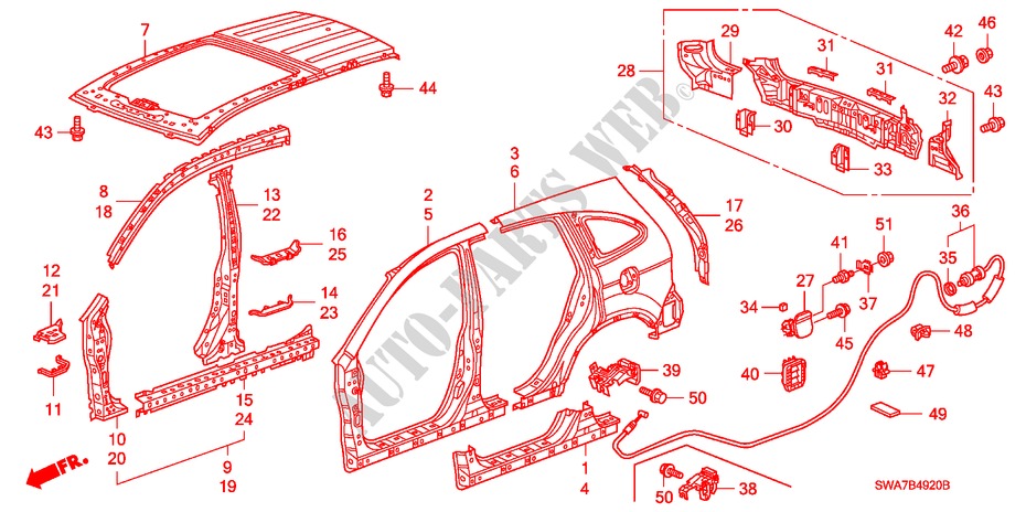 BUITEN PANELEN/DAK PANEEL voor Honda CR-V EX 5 deuren 5-traps automatische versnellingsbak 2007