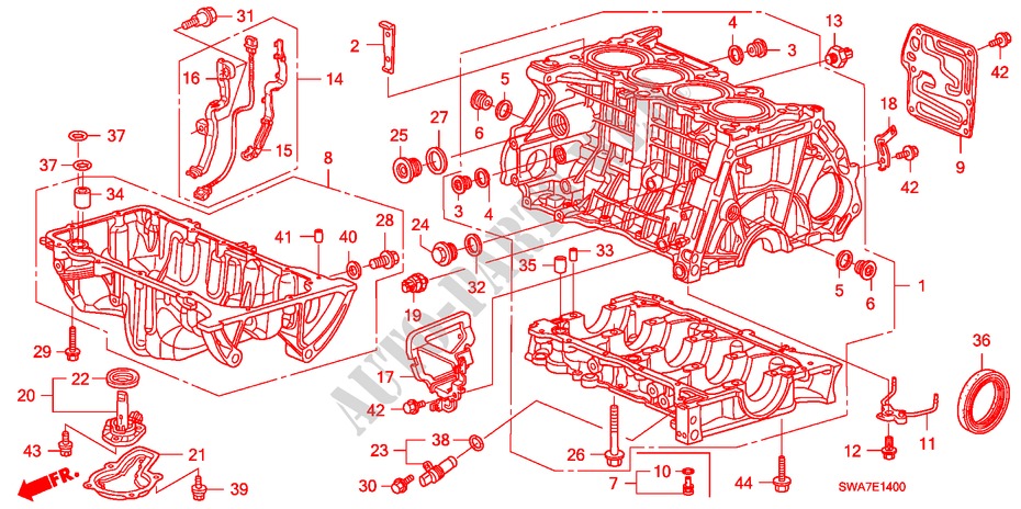 CILINDERBLOK/OLIEPAN (2.0L) voor Honda CR-V RVSI 5 deuren 6-versnellings handgeschakelde versnellingsbak 2008