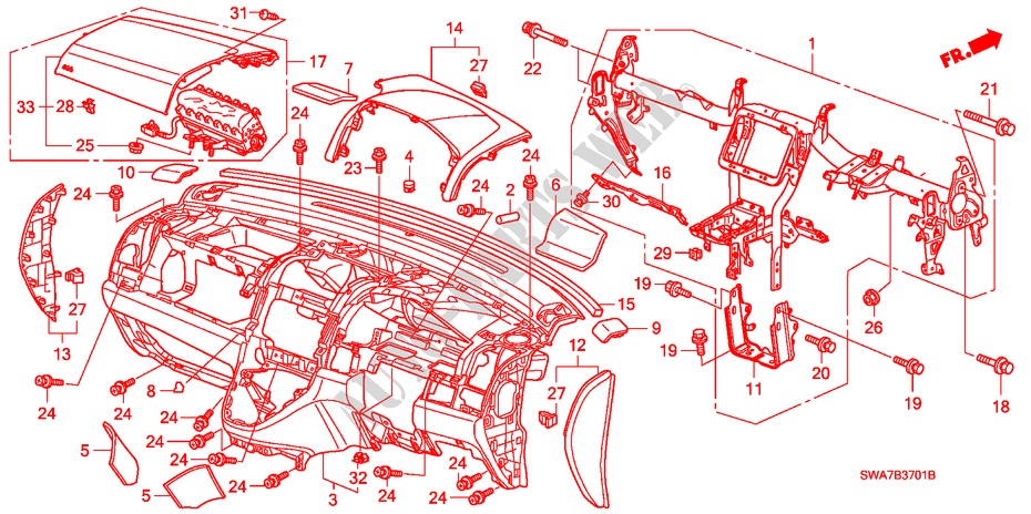 INSTRUMENTEN PANEEL(RH) voor Honda CR-V EX 5 deuren 5-traps automatische versnellingsbak 2007