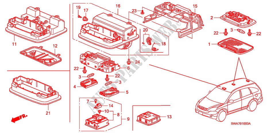 INTERIEUR VERLICHTING voor Honda CR-V EX 5 deuren 5-traps automatische versnellingsbak 2007