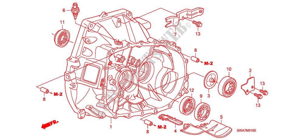 KOPPELINGKAST(2.0L) voor Honda CR-V EX 5 deuren 6-versnellings handgeschakelde versnellingsbak 2007