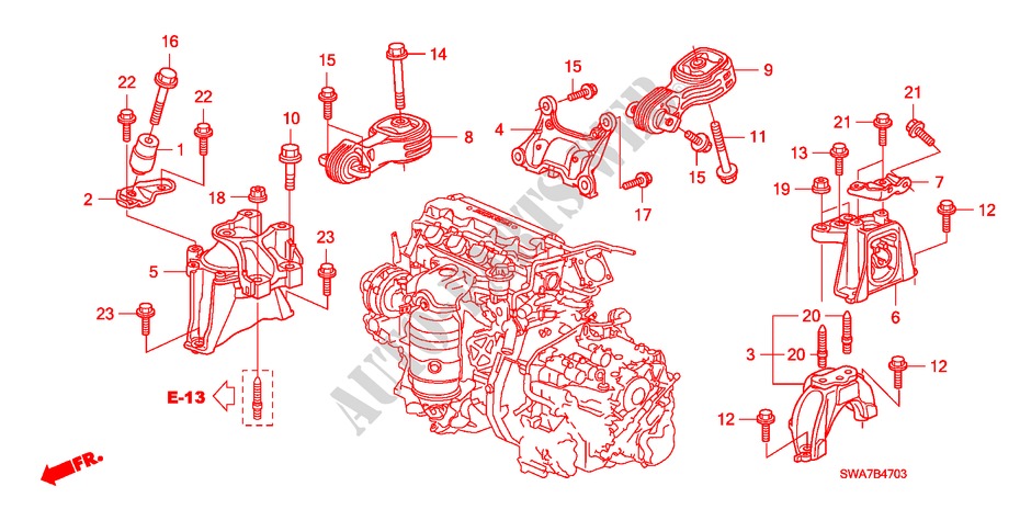 MOTOR BEVESTIGINGEN(2.0L) (AT) voor Honda CR-V S 5 deuren 5-traps automatische versnellingsbak 2007