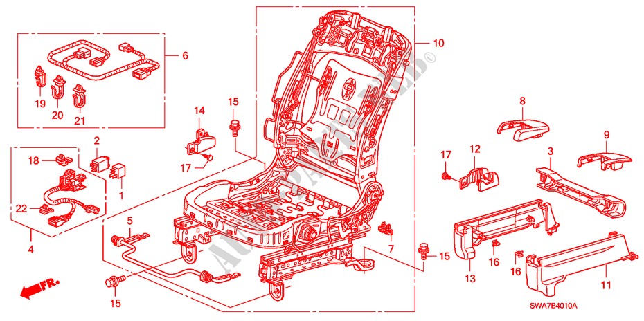 V. ZITTING COMPONENTEN (L.) voor Honda CR-V ELEGANCE/SPORT 5 deuren 5-traps automatische versnellingsbak 2007