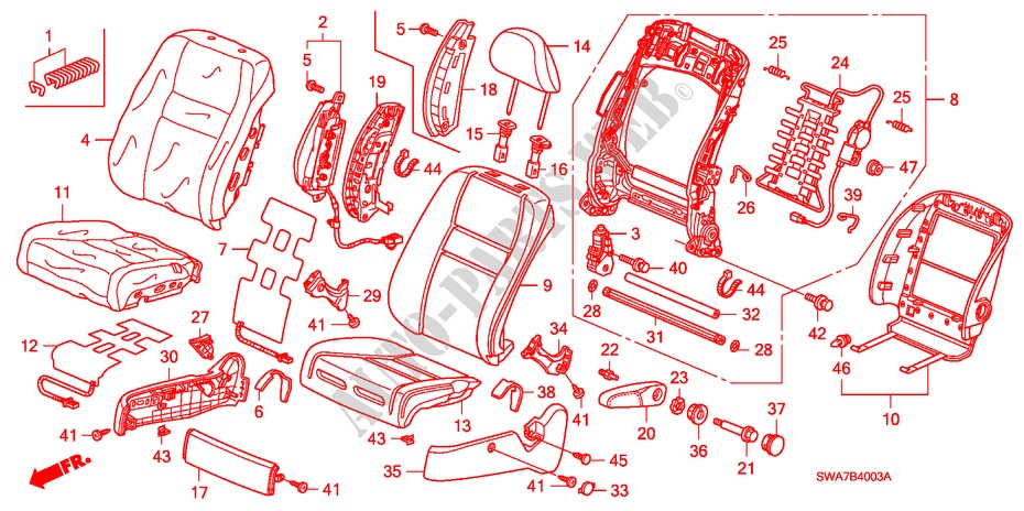 VOOR ZITTING(R.) (SPANNING ZITTING) voor Honda CR-V EX 5 deuren 5-traps automatische versnellingsbak 2007