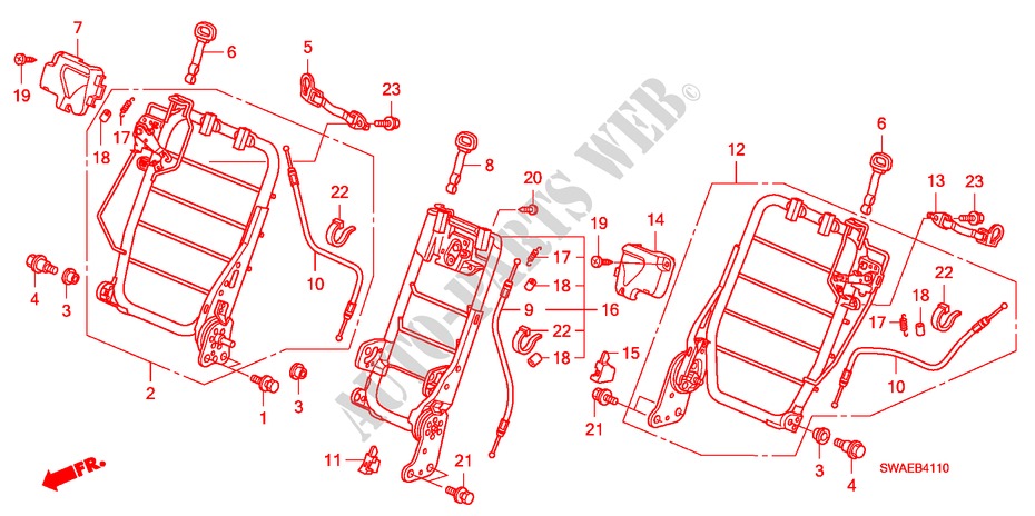 A. ZITTING KOMPONENTEN(1) voor Honda CR-V DIESEL 2.2 S&L PACK 5 deuren 6-versnellings handgeschakelde versnellingsbak 2009