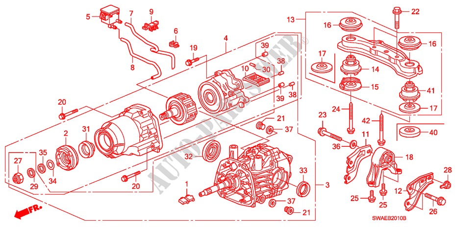 ACHTER DIFFERENTIEEL/OPHANGING voor Honda CR-V ES 5 deuren 6-versnellings handgeschakelde versnellingsbak 2010