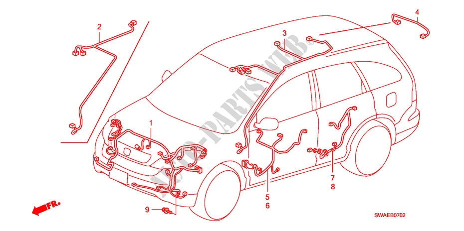 BEDRADINGSBUNDEL(LH)(2) voor Honda CR-V DIESEL 2.2 S&L PACK 5 deuren 6-versnellings handgeschakelde versnellingsbak 2009