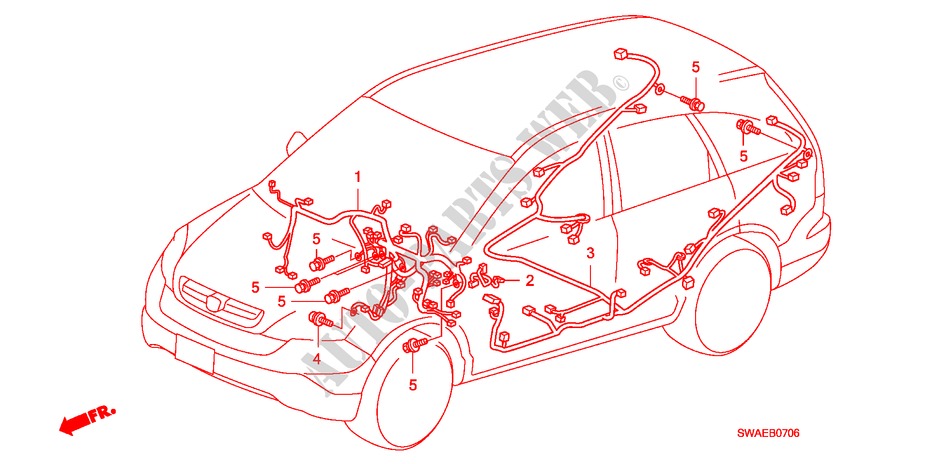 BEDRADINGSBUNDEL(LH)(4) voor Honda CR-V DIESEL 2.2 ELEGANCE/LIFE 5 deuren 5-traps automatische versnellingsbak 2010