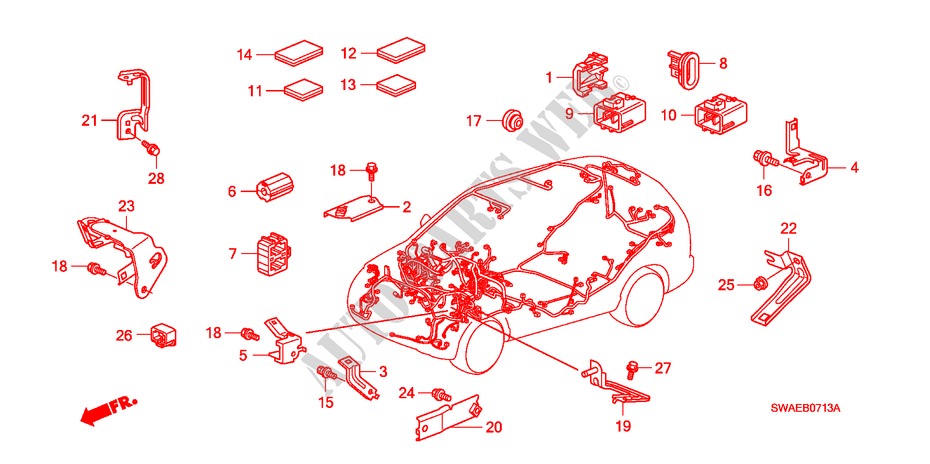BUNDEL BAND/HOUDER(RH)(2) voor Honda CR-V ES 5 deuren 6-versnellings handgeschakelde versnellingsbak 2010
