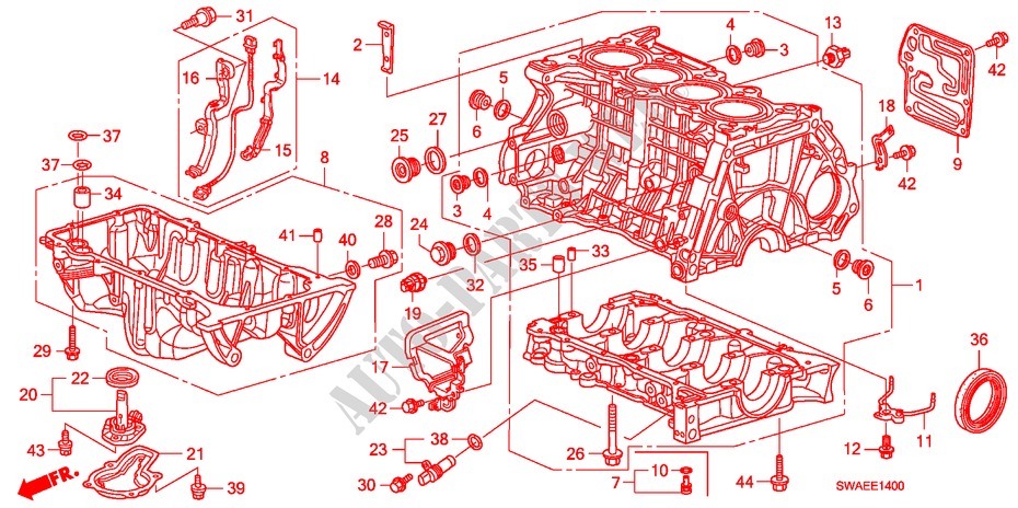 CILINDERBLOK/OLIEPAN(2.0L) voor Honda CR-V ES 5 deuren 6-versnellings handgeschakelde versnellingsbak 2010