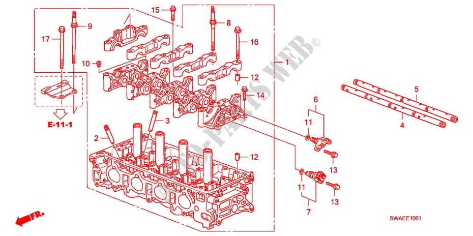 CILINDERKOP(2.4L) voor Honda CR-V EXECUTIVE 5 deuren 5-traps automatische versnellingsbak 2009
