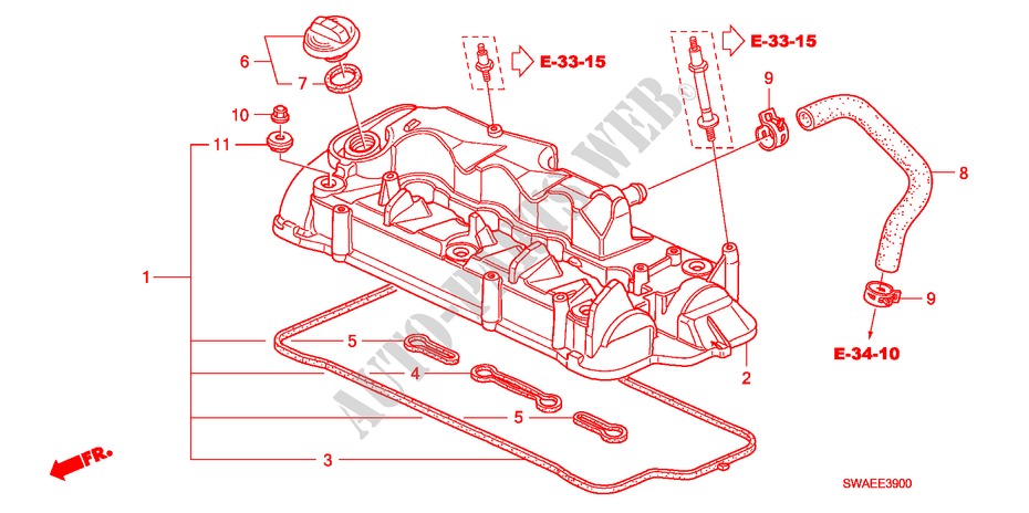 CILINDERKOP AFDEKKING(DIESEL)('09) voor Honda CR-V DIESEL 2.2 S&L PACK 5 deuren 6-versnellings handgeschakelde versnellingsbak 2009