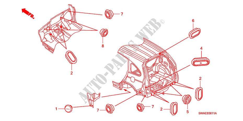 DOORVOERTULLE(ACHTER) voor Honda CR-V DIESEL 2.2 ES 5 deuren 5-traps automatische versnellingsbak 2010