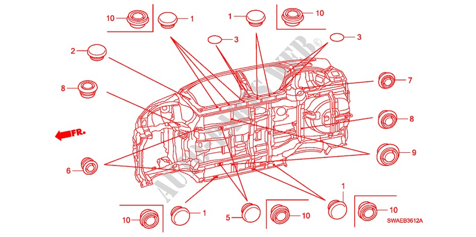 DOORVOERTULLE(ONDER) voor Honda CR-V DIESEL 2.2 S&L PACK 5 deuren 6-versnellings handgeschakelde versnellingsbak 2009