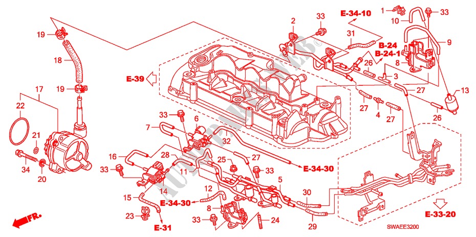 INSTALLATIEPIJP/VACUUMPOMP(DIESEL)('09) voor Honda CR-V DIESEL 2.2 S&L PACK 5 deuren 6-versnellings handgeschakelde versnellingsbak 2009