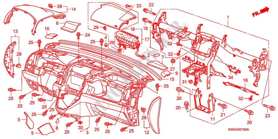 INSTRUMENTEN PANEEL(LH) voor Honda CR-V DIESEL 2.2 S&L PACK 5 deuren 6-versnellings handgeschakelde versnellingsbak 2009