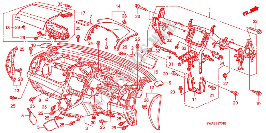 INSTRUMENTEN PANEEL(RH) voor Honda CR-V ES 5 deuren 6-versnellings handgeschakelde versnellingsbak 2010