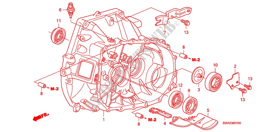 KOPPELINGKAST(2.0L) voor Honda CR-V ES 5 deuren 6-versnellings handgeschakelde versnellingsbak 2010