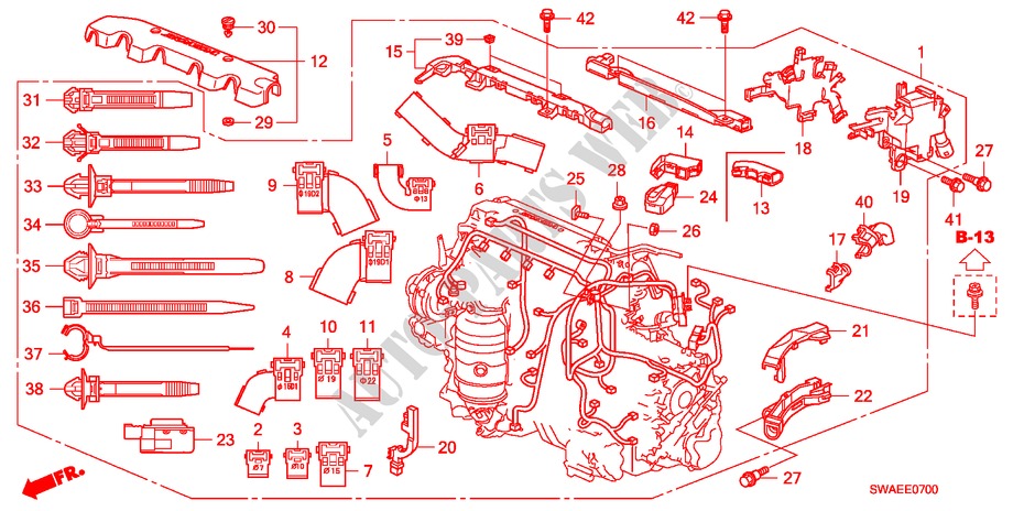 MOTOR BEDRADINGSBUNDEL(2.0L) voor Honda CR-V ES 5 deuren 6-versnellings handgeschakelde versnellingsbak 2010