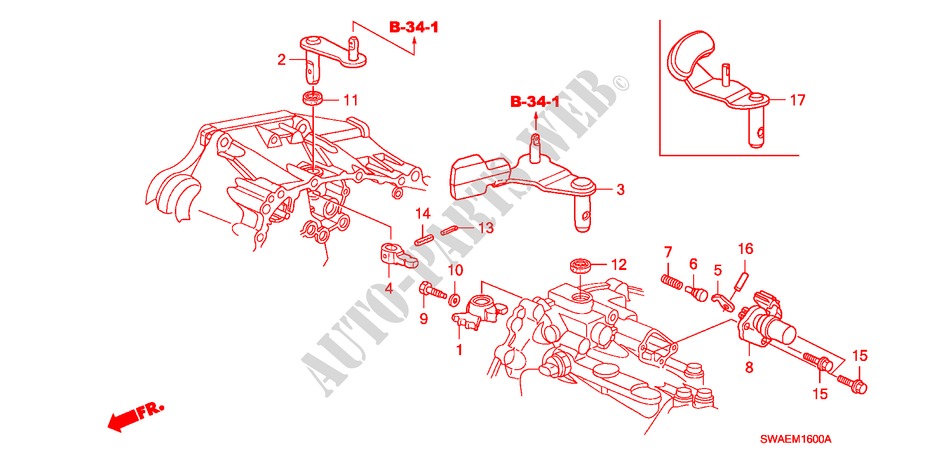 OVERSCHAKELARM/OVERSCHAKELHENDEL(DIESEL) voor Honda CR-V DIESEL 2.2 S&L PACK 5 deuren 6-versnellings handgeschakelde versnellingsbak 2009