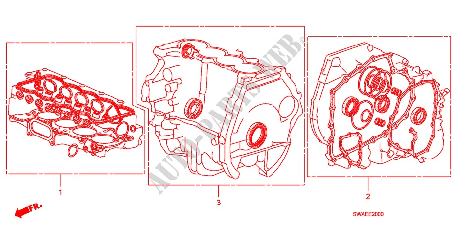 PAKKINGPAKKET(2.0L) voor Honda CR-V ES 5 deuren 6-versnellings handgeschakelde versnellingsbak 2010