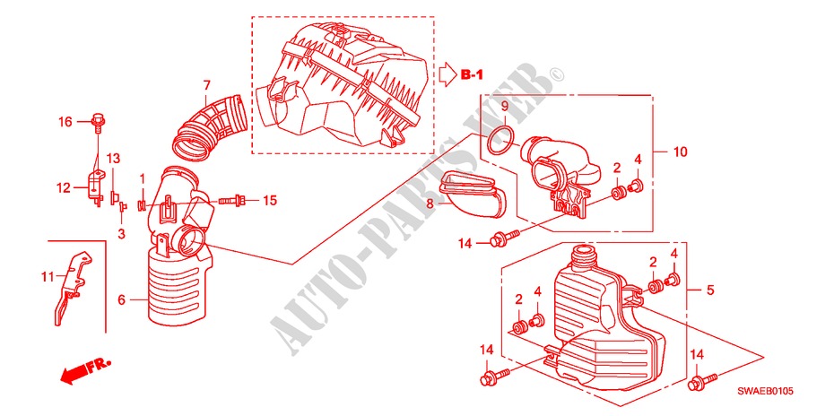RESONATOR KAMER(2.0L) voor Honda CR-V ES 5 deuren 6-versnellings handgeschakelde versnellingsbak 2010