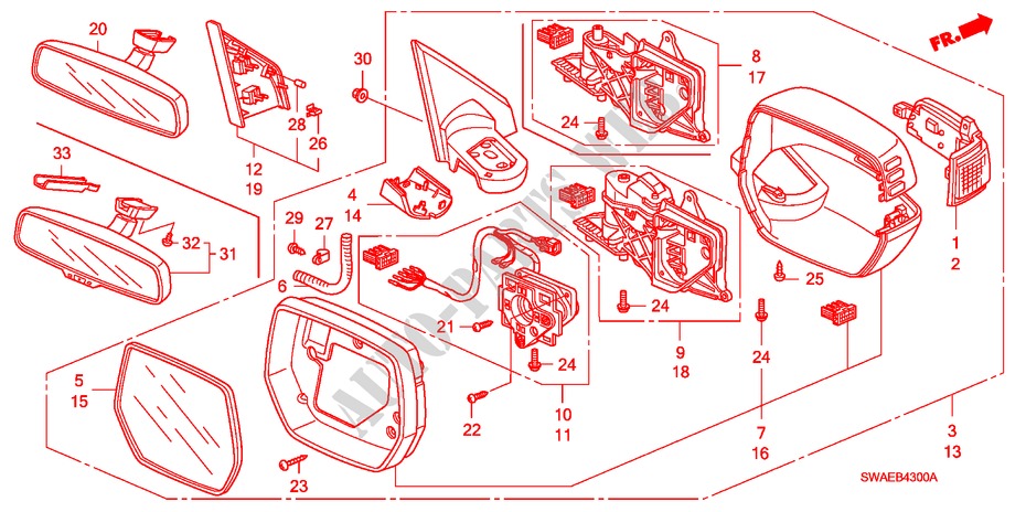 SPIEGEL voor Honda CR-V ES 5 deuren 6-versnellings handgeschakelde versnellingsbak 2010