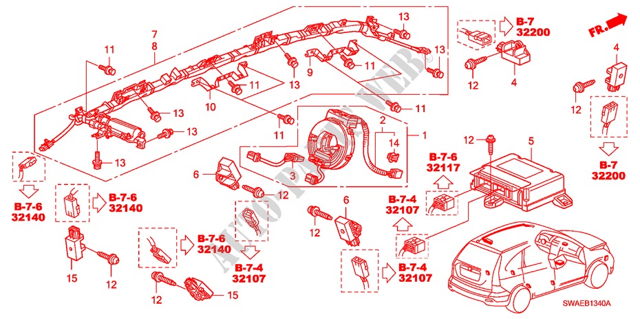 SRS EENHEID(LH) voor Honda CR-V DIESEL 2.2 S&L PACK 5 deuren 6-versnellings handgeschakelde versnellingsbak 2009