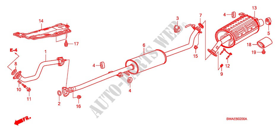 UITLAATPIJP/GELUIDDEMPER(2.0L) voor Honda CR-V ES 5 deuren 6-versnellings handgeschakelde versnellingsbak 2010