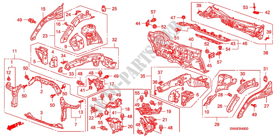 VOOR SCHOT/DASHBOARD voor Honda CR-V ES 5 deuren 6-versnellings handgeschakelde versnellingsbak 2010