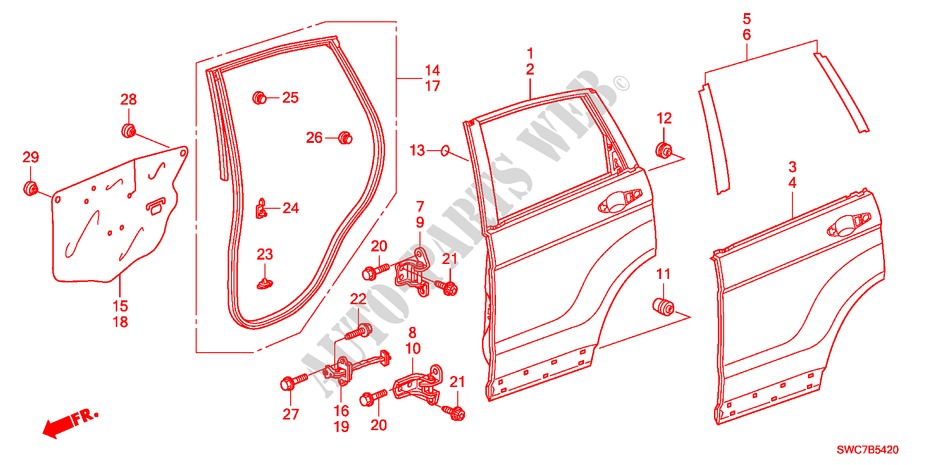 ACHTER PORTIER PANELEN voor Honda CR-V DIESEL 2.2 EXECUTIVE 5 deuren 5-traps automatische versnellingsbak 2011