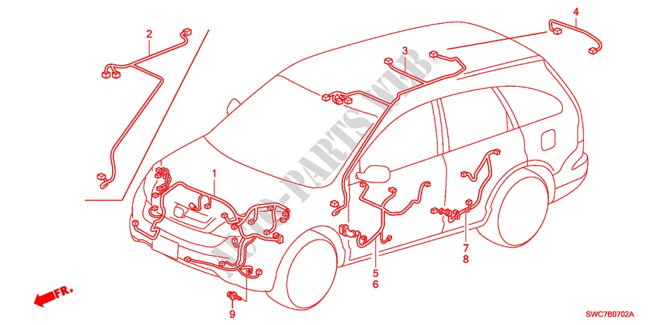 BEDRADINGSBUNDEL(LH)(2) voor Honda CR-V ELEGANCE 5 deuren 6-versnellings handgeschakelde versnellingsbak 2011