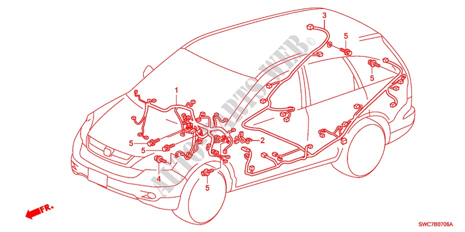 BEDRADINGSBUNDEL(LH)(4) voor Honda CR-V ELEGANCE 5 deuren 6-versnellings handgeschakelde versnellingsbak 2011