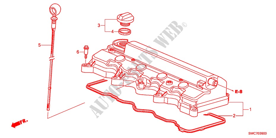 CILINDERKOP AFDEKKING(2.0L) voor Honda CR-V ELEGANCE 5 deuren 6-versnellings handgeschakelde versnellingsbak 2011