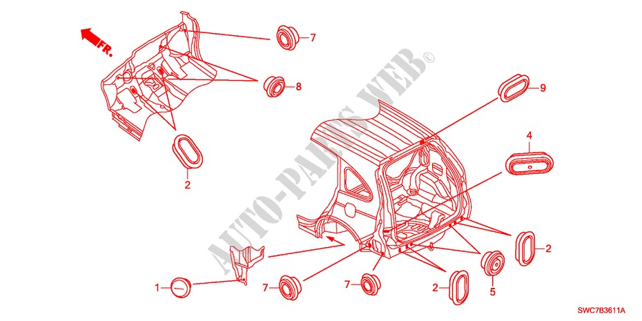 DOORVOERTULLE(ACHTER) voor Honda CR-V DIESEL 2.2 EXECUTIVE 5 deuren 6-versnellings handgeschakelde versnellingsbak 2011