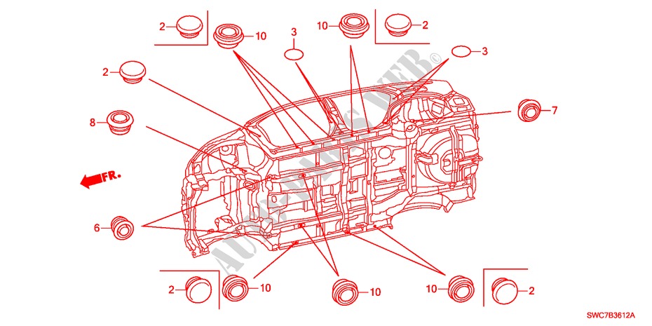 DOORVOERTULLE(ONDER) voor Honda CR-V ELEGANCE 5 deuren 6-versnellings handgeschakelde versnellingsbak 2011
