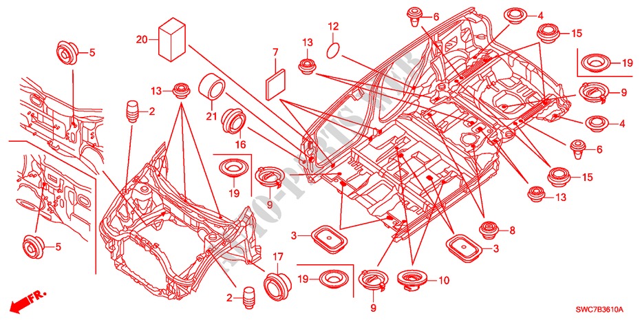 DOORVOERTULLE(VOOR) voor Honda CR-V DIESEL 2.2 ELEGANCE 5 deuren 6-versnellings handgeschakelde versnellingsbak 2011