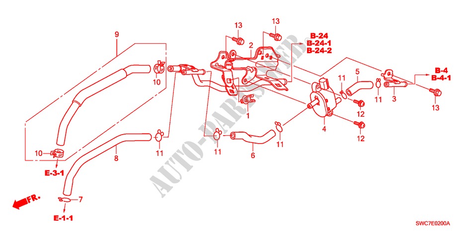 INSTALLATIEPIJP/SLANGEN(2.4L) voor Honda CR-V RV-SI 5 deuren 5-traps automatische versnellingsbak 2011